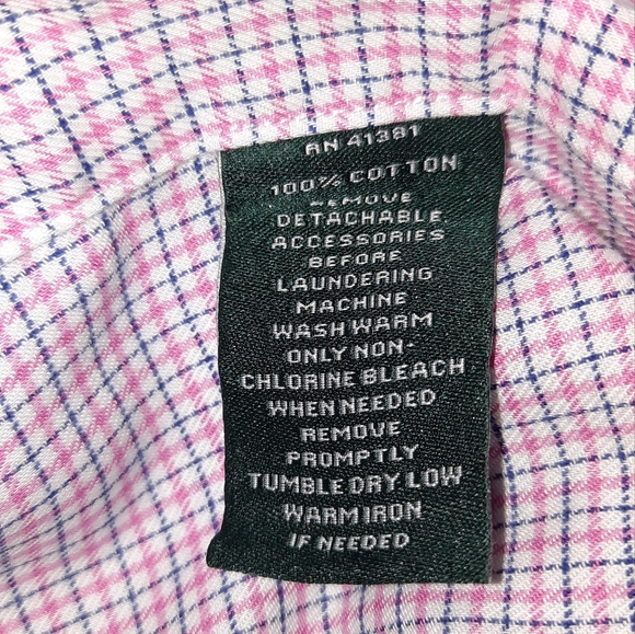 Lauren Ralph Lauren Classic Fit Pink/Blue Checkered Button Down Shirt size 16 - Picture 5 of 5